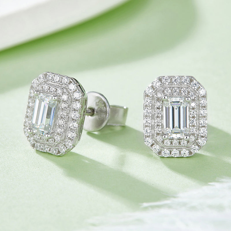 luxe pave rectangular stud earrings