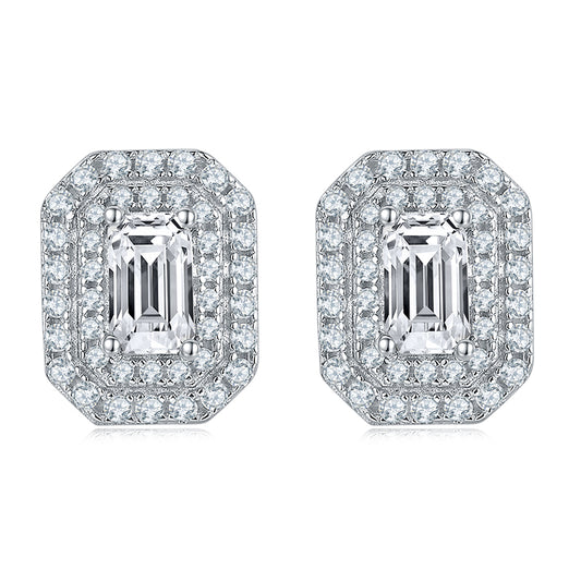 luxe pave rectangular stud earrings